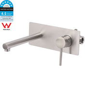 Brushed Nickel Round Wall Mounted Basin Vanity Mixer Bathtub Straight Spout Tap V1233-KPL301N