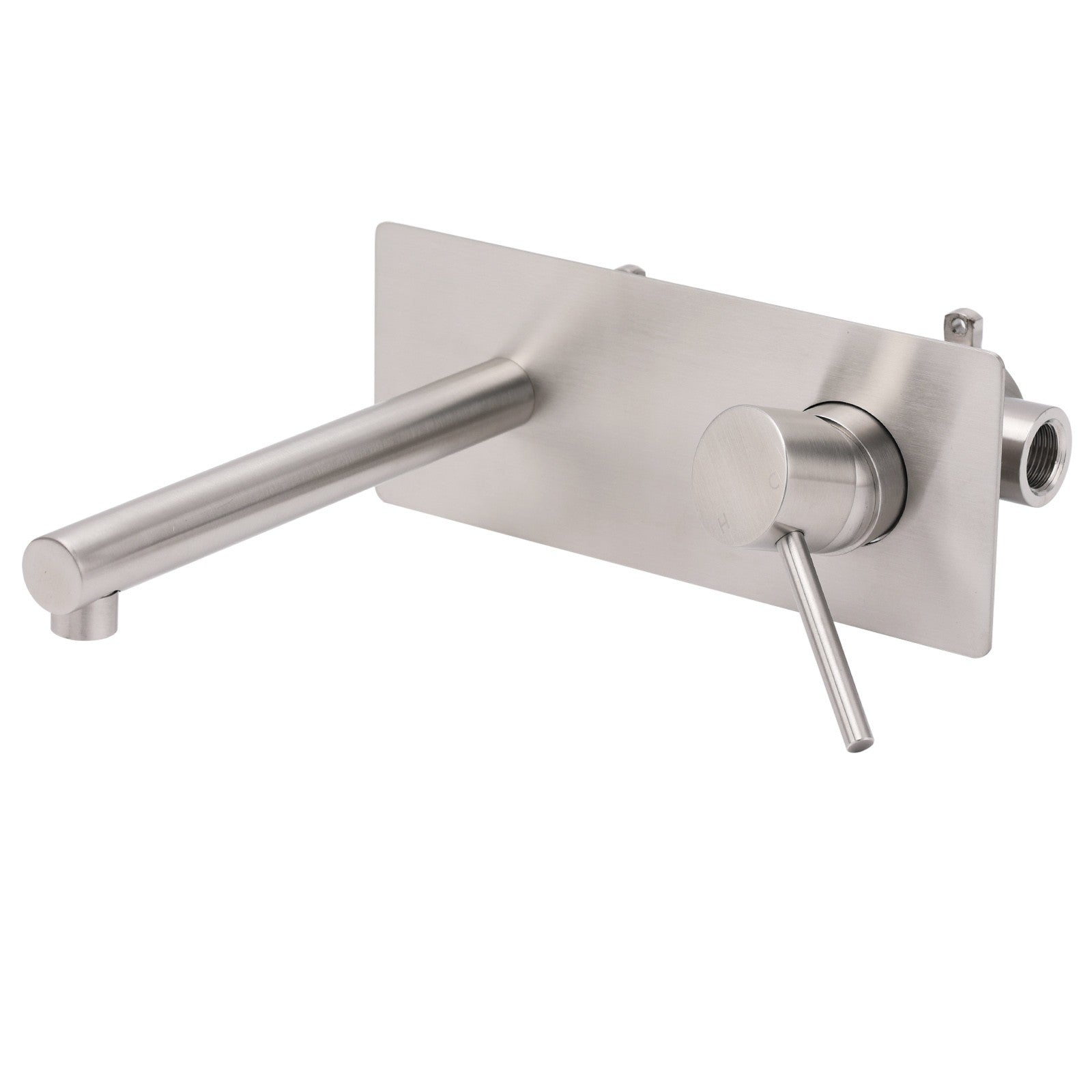 Brushed Nickel Round Wall Mounted Basin Vanity Mixer Bathtub Straight Spout Tap V1233-KPL301N