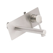 Brushed Nickel Round Wall Mounted Basin Vanity Mixer Bathtub Straight Spout Tap V1233-KPL301N