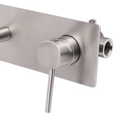 Brushed Nickel Round Wall Mounted Basin Vanity Mixer Bathtub Straight Spout Tap V1233-KPL301N