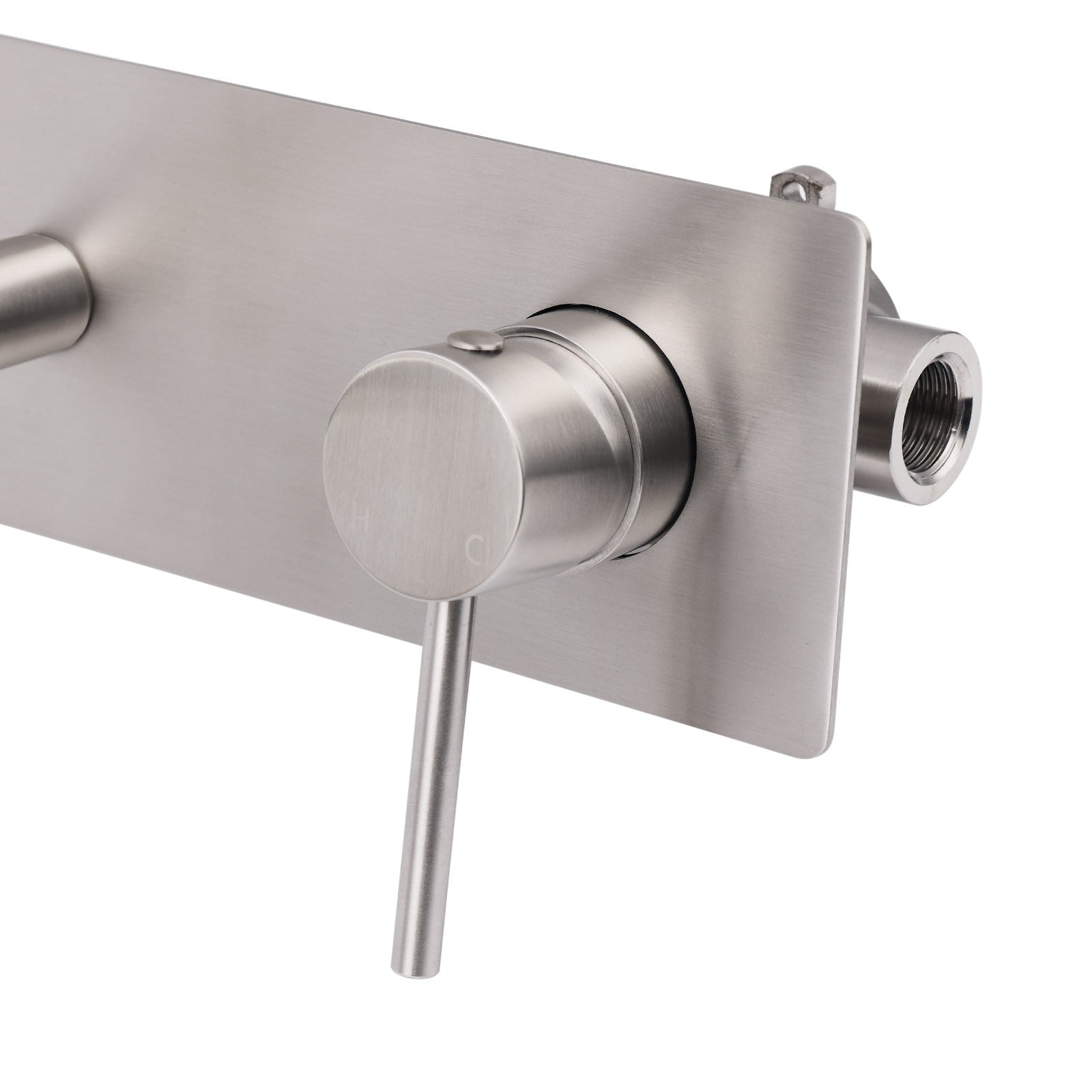 Brushed Nickel Round Wall Mounted Basin Vanity Mixer Bathtub Straight Spout Tap V1233-KPL301N