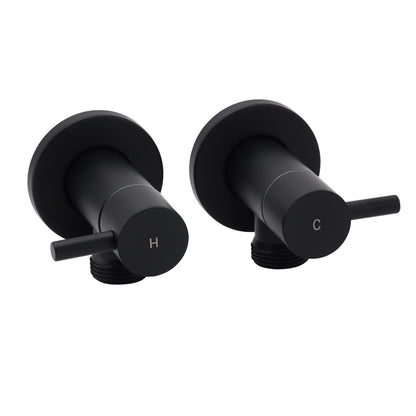 Black Washing Machine 1/4 Turn Twin Taps Laundry Room Hot Cold Water Wall Set V1233-KPL401BL