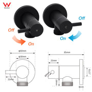 Black Washing Machine 1/4 Turn Twin Taps Laundry Room Hot Cold Water Wall Set V1233-KPL401BL