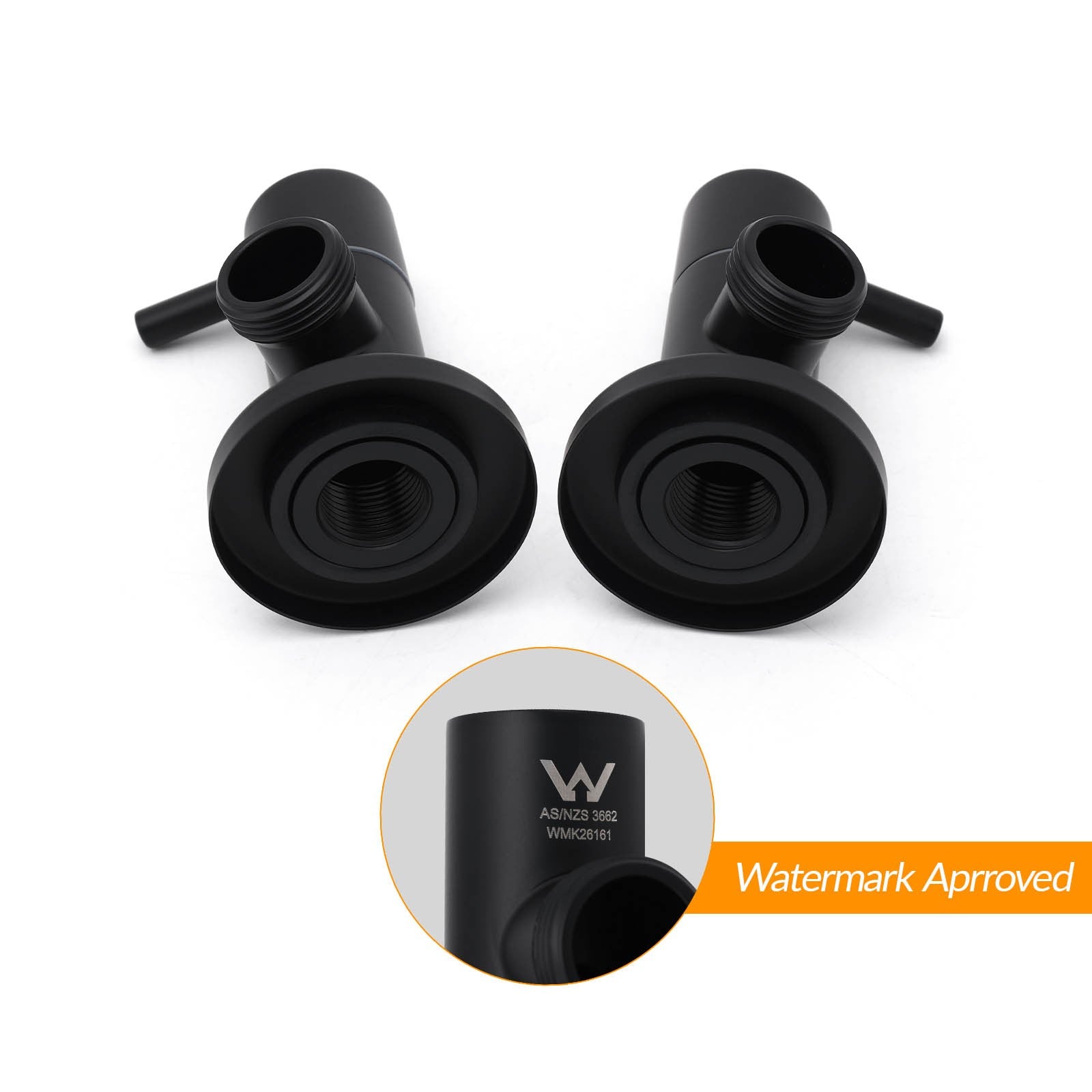 Black Washing Machine 1/4 Turn Twin Taps Laundry Room Hot Cold Water Wall Set V1233-KPL401BL