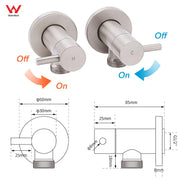 Brushed Nickel 1/4 Turn Twin Washing Machine Tap Set Wall Mounted Hot Cold Valve V1233-KPL401BN