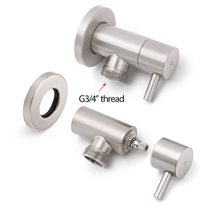 Brushed Nickel 1/4 Turn Twin Washing Machine Tap Set Wall Mounted Hot Cold Valve V1233-KPL401BN