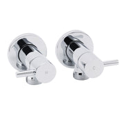 Chrome Round Wall Mounted 1/4 Turn Hot Cold Tap Pair Set For Washing Machine V1233-KPL401CR
