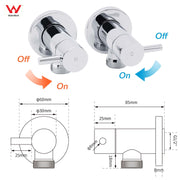 Chrome Round Wall Mounted 1/4 Turn Hot Cold Tap Pair Set For Washing Machine V1233-KPL401CR