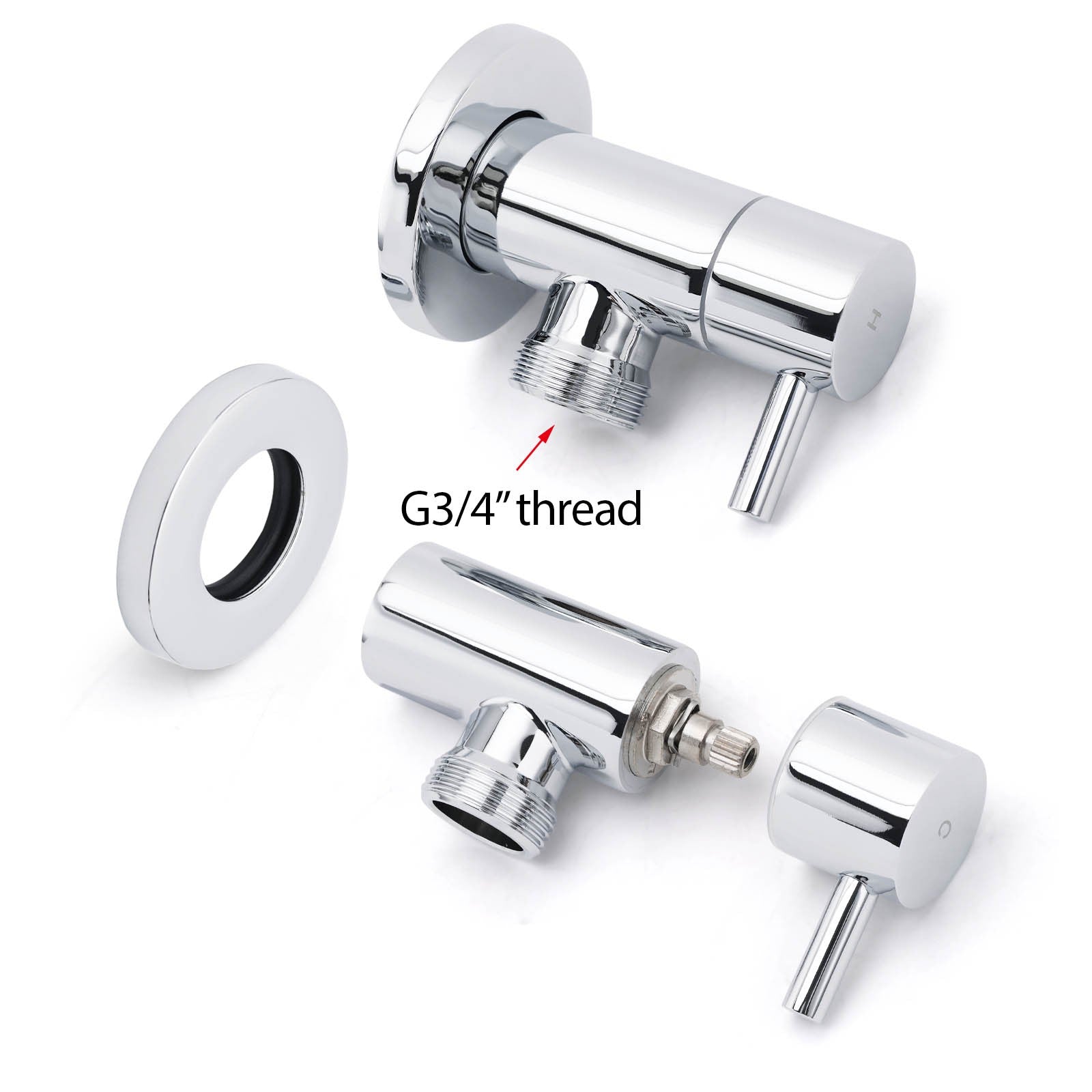 Chrome Round Wall Mounted 1/4 Turn Hot Cold Tap Pair Set For Washing Machine V1233-KPL401CR