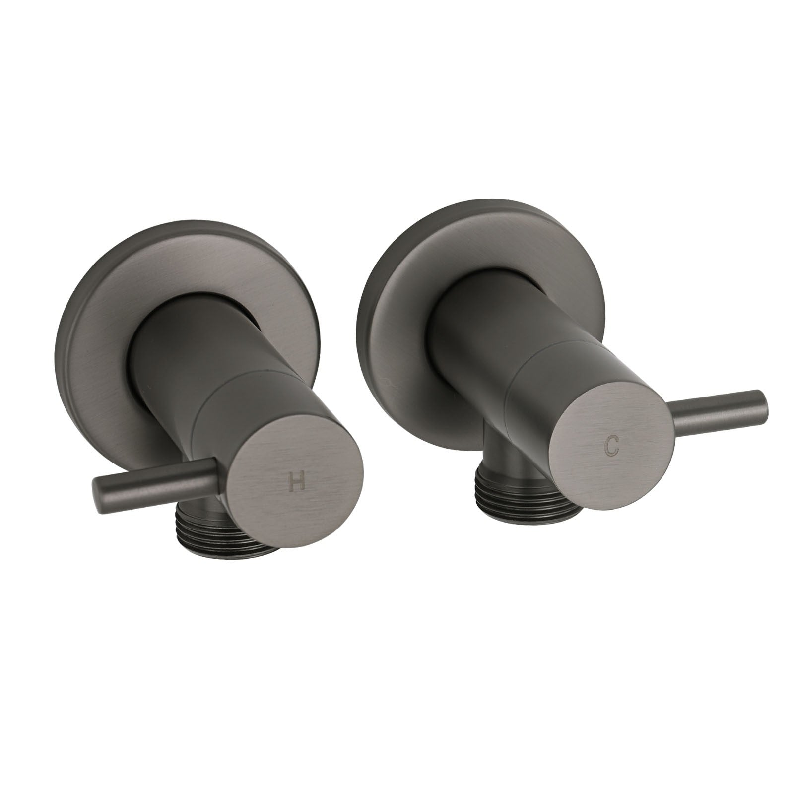 Gun Metal Grey Washing Machine 1/4 Turn Hot Cold Water Mixer Tap Set Watermark V1233-KPL401GM