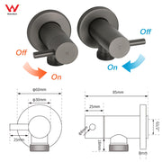 Gun Metal Grey Washing Machine 1/4 Turn Hot Cold Water Mixer Tap Set Watermark V1233-KPL401GM