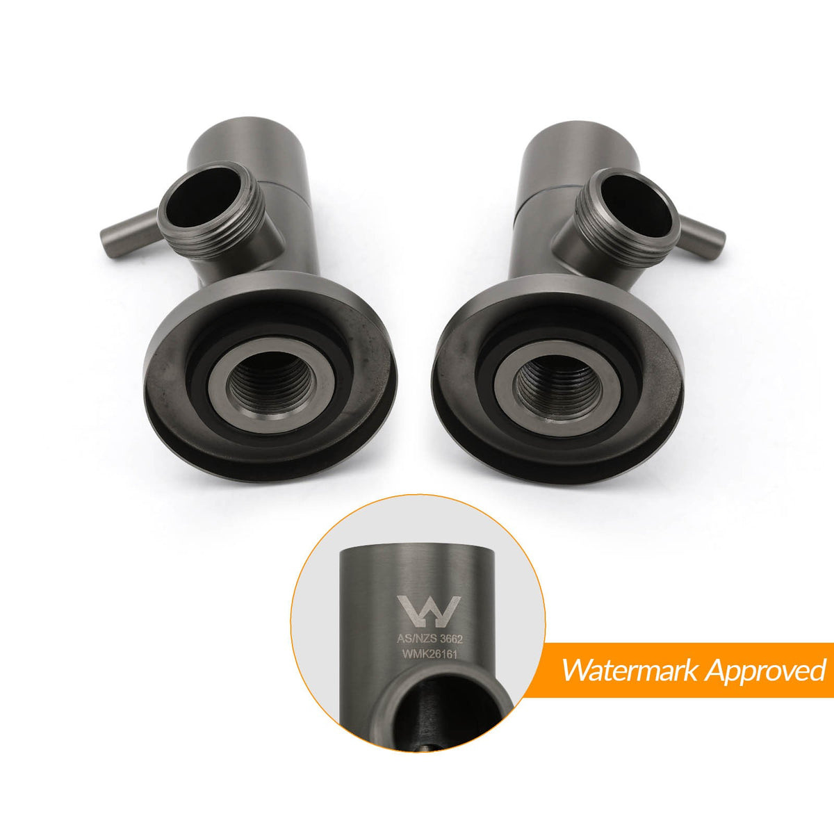 Gun Metal Grey Washing Machine 1/4 Turn Hot Cold Water Mixer Tap Set Watermark V1233-KPL401GM
