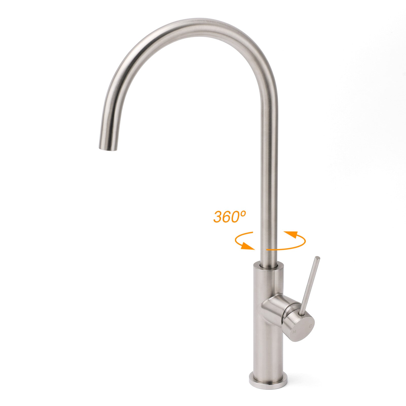 Brushed Nickel 435mm Tall Slim Round Kitchen Laundry Sink Mixer Faucet Tap Spout V1233-KPL501N
