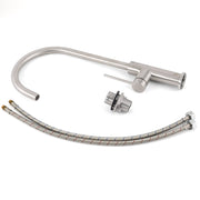 Brushed Nickel 435mm Tall Slim Round Kitchen Laundry Sink Mixer Faucet Tap Spout V1233-KPL501N