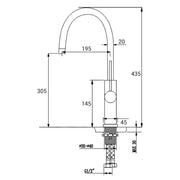Brushed Nickel 435mm Tall Slim Round Kitchen Laundry Sink Mixer Faucet Tap Spout V1233-KPL501N