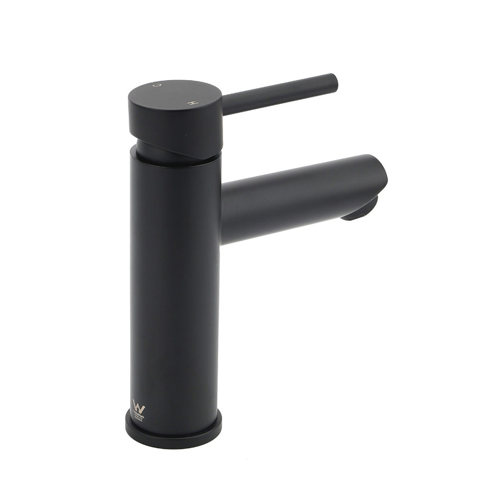WELS Black 7.5L/min Kitchen Laundry Round Basin Mixer Vanity Sink Faucet Tap Set V1233-KRD101B