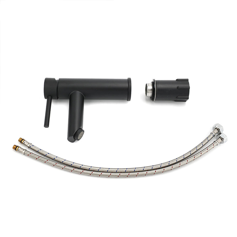 WELS Black 7.5L/min Kitchen Laundry Round Basin Mixer Vanity Sink Faucet Tap Set V1233-KRD101B
