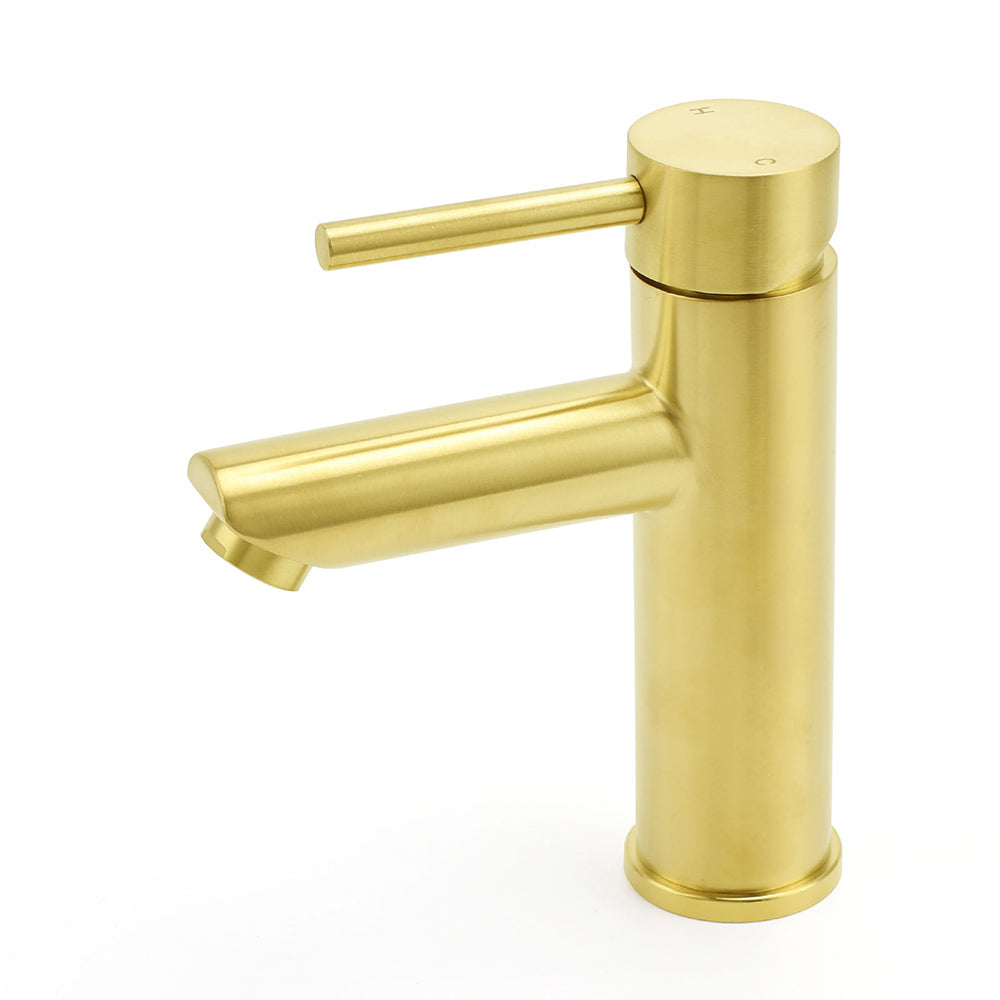 Brushed Gold 7.5L/min Kitchen Laundry Round Basin Mixer Vanity Sink Faucet Tap V1233-KRD101G