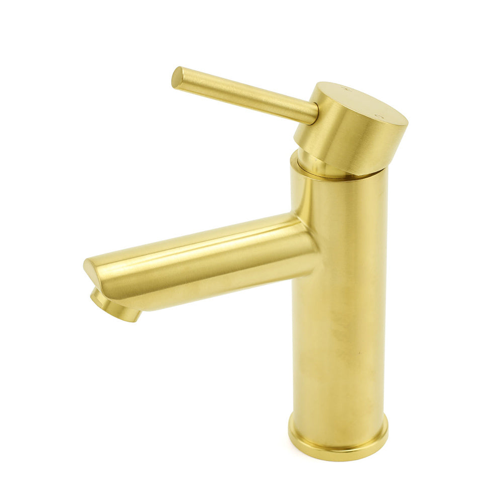 Brushed Gold 7.5L/min Kitchen Laundry Round Basin Mixer Vanity Sink Faucet Tap V1233-KRD101G