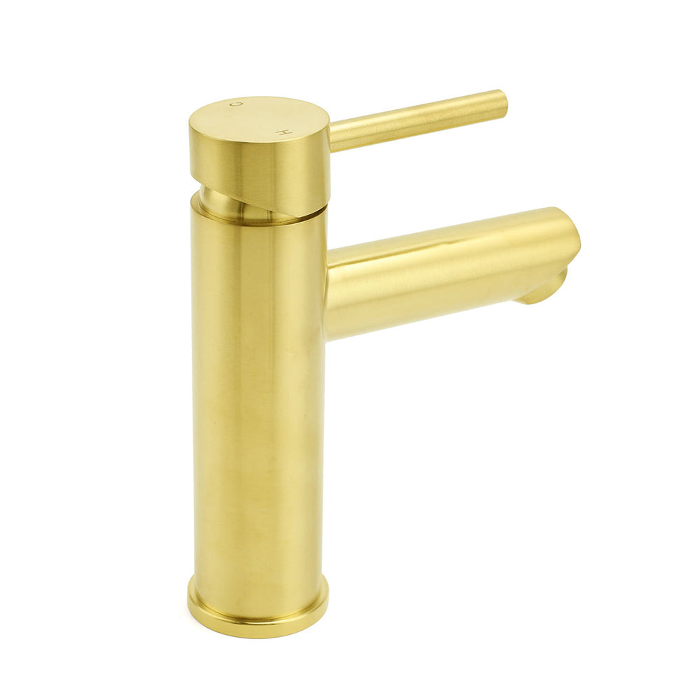 Brushed Gold 7.5L/min Kitchen Laundry Round Basin Mixer Vanity Sink Faucet Tap V1233-KRD101G