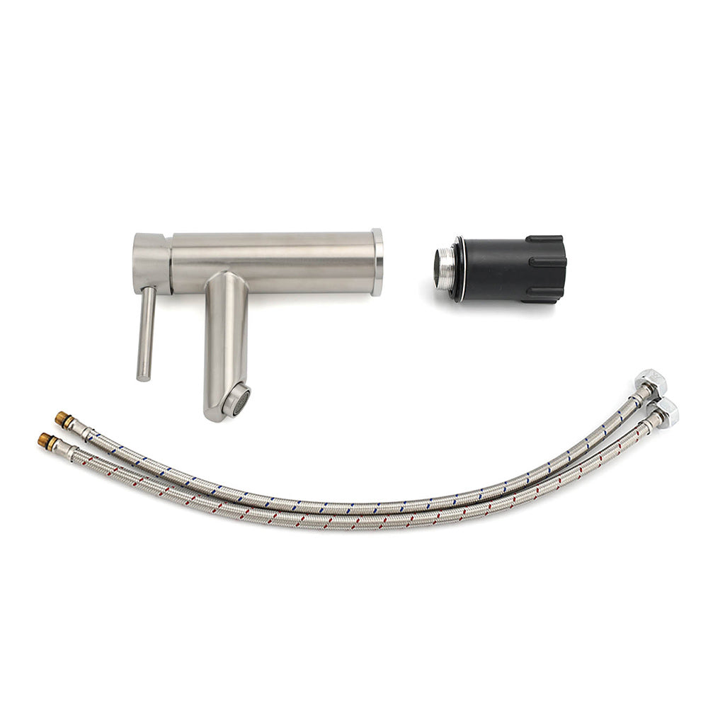 WELS Kitchen Laundry Round Basin Mixer Vanity Sink Faucet Tap Nickel Brushed Set V1233-KRD101N