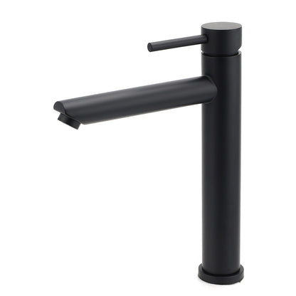 WELS Matt Black Round Tall Basin Mixer Vanity Bathroon Sink Tap Laundry Faucet V1233-KRD102B