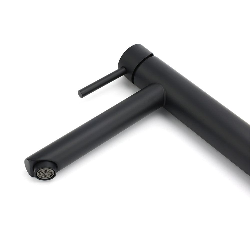 WELS Matt Black Round Tall Basin Mixer Vanity Bathroon Sink Tap Laundry Faucet V1233-KRD102B