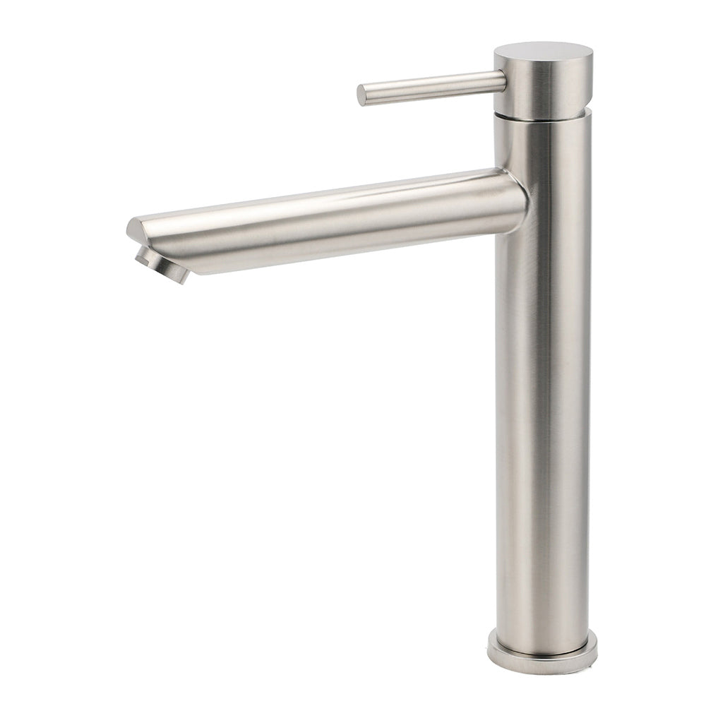 WELS Bathroom Laundry Round Basin Mixer Vanity Sink Faucet Tap Silver Brushed V1233-KRD102N