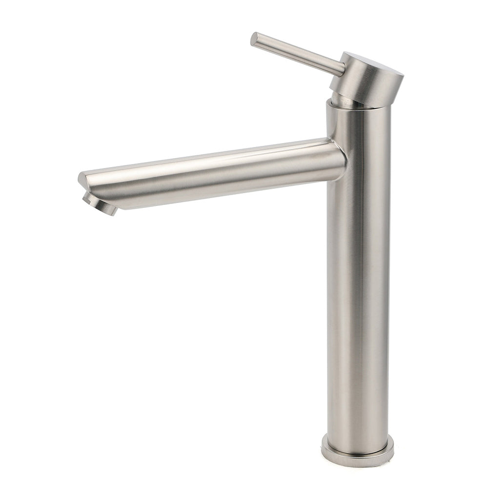 WELS Bathroom Laundry Round Basin Mixer Vanity Sink Faucet Tap Silver Brushed V1233-KRD102N