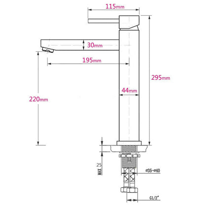 WELS Bathroom Laundry Round Basin Mixer Vanity Sink Faucet Tap Silver Brushed V1233-KRD102N