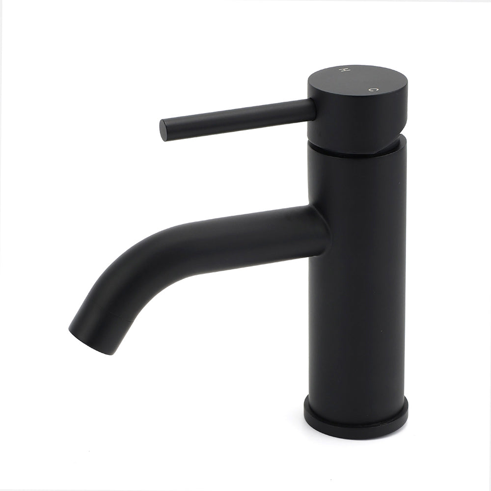 WELS Kitchen Laundry Round Standard Basin Mixer Vanity Sink Faucet Tap Black Set V1233-KRD103B