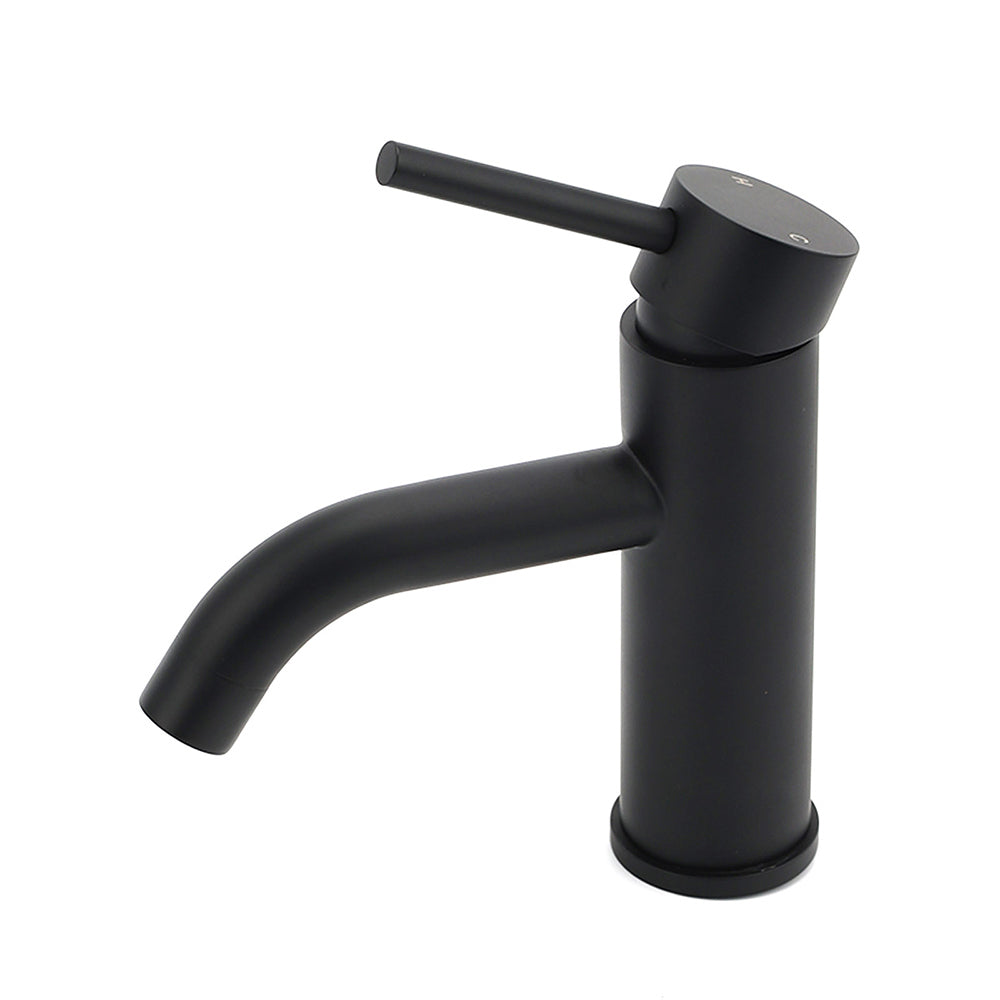 WELS Kitchen Laundry Round Standard Basin Mixer Vanity Sink Faucet Tap Black Set V1233-KRD103B