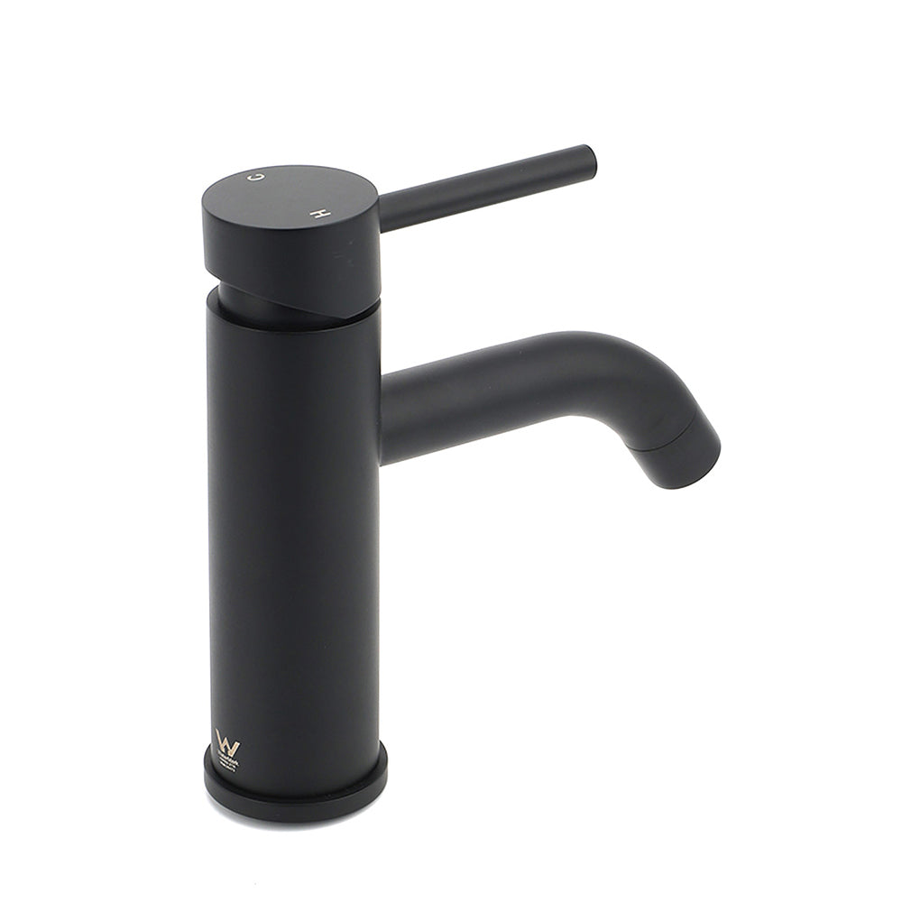 WELS Kitchen Laundry Round Standard Basin Mixer Vanity Sink Faucet Tap Black Set V1233-KRD103B