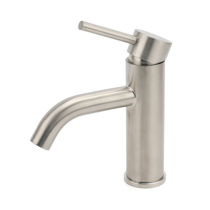 Brushed Nickel Round Curve Kitchen Laundry Basin Mixer Vanity Counter Top Faucet V1233-KRD103BS