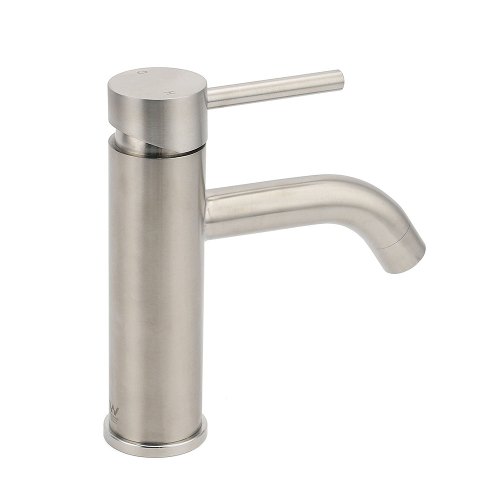 Brushed Nickel Round Curve Kitchen Laundry Basin Mixer Vanity Counter Top Faucet V1233-KRD103BS