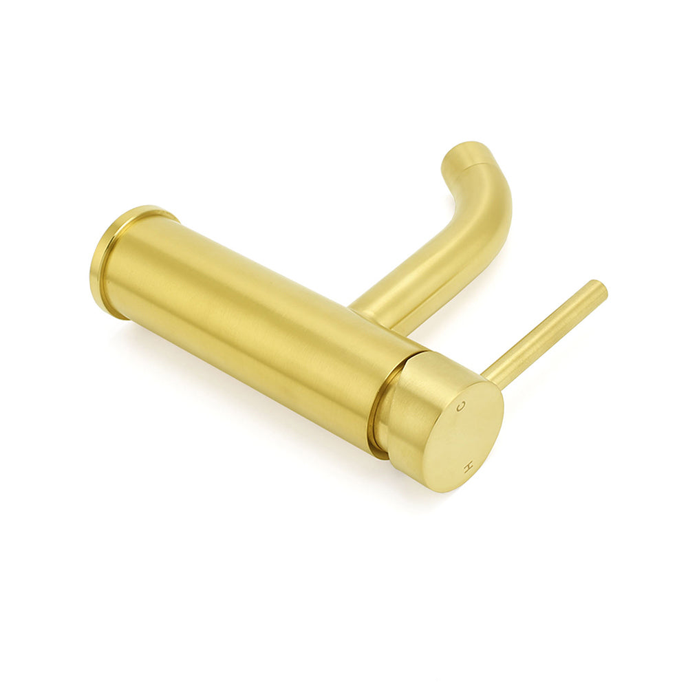 WELS Brushed Gold Kitchen Laundry Round Basin Mixer Vanity Sink Faucet Tapware V1233-KRD103G