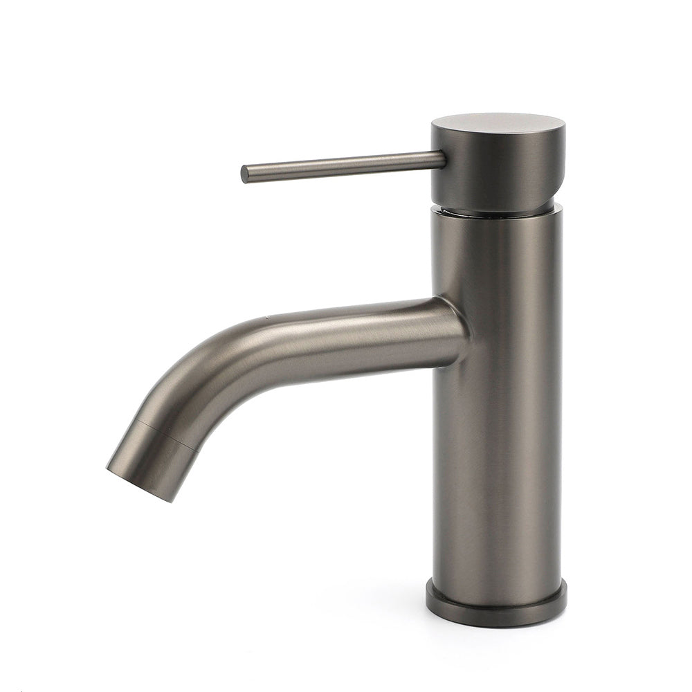 WELS Gun Metal Grey Kitchen Laundry Round Basin Mixer Vanity Sink Faucet Tap Set V1233-KRD103GM
