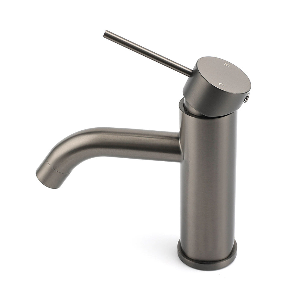 WELS Gun Metal Grey Kitchen Laundry Round Basin Mixer Vanity Sink Faucet Tap Set V1233-KRD103GM