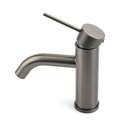 WELS Gun Metal Grey Kitchen Laundry Round Basin Mixer Vanity Sink Faucet Tap Set V1233-KRD103GM