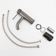 WELS Gun Metal Grey Kitchen Laundry Round Basin Mixer Vanity Sink Faucet Tap Set V1233-KRD103GM