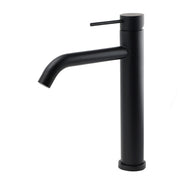 Matt Black Tall Laundry Round Curve Spout Basin Mixer Vanity Sink Faucet Tapware V1233-KRD104BL