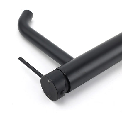 Matt Black Tall Laundry Round Curve Spout Basin Mixer Vanity Sink Faucet Tapware V1233-KRD104BL