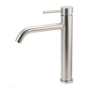 Brushed Nickel Tall Kitchen Laundry Basin Mixer Vanity Curve Sink Faucet Tap Set V1233-KRD104BS