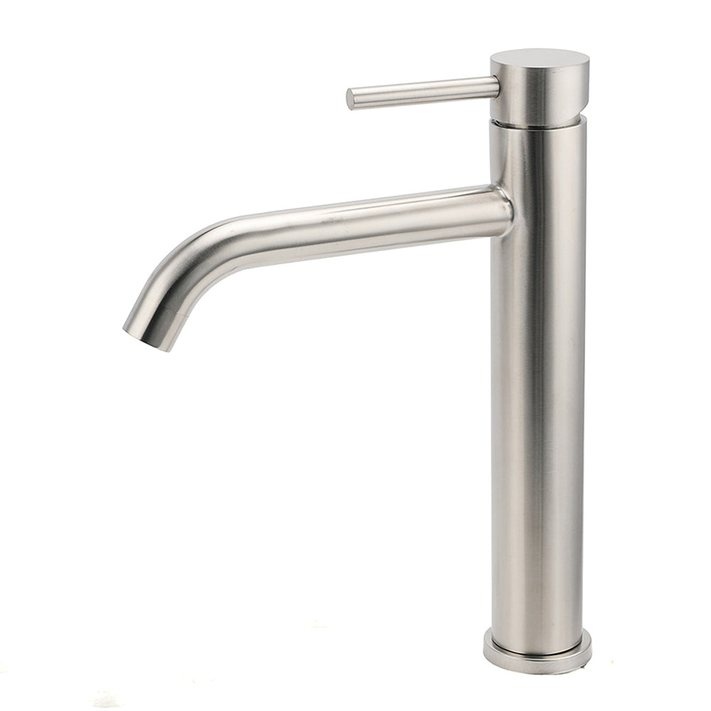 Brushed Nickel Tall Kitchen Laundry Basin Mixer Vanity Curve Sink Faucet Tap Set V1233-KRD104BS