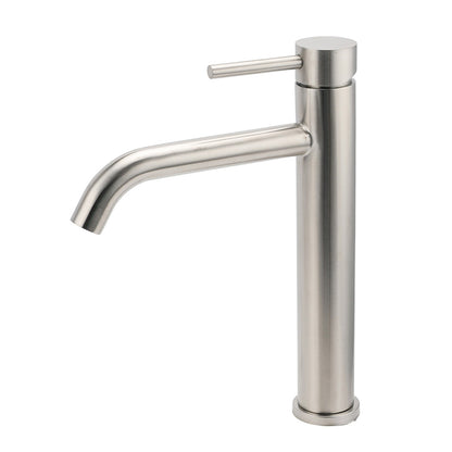 Brushed Nickel Tall Kitchen Laundry Basin Mixer Vanity Curve Sink Faucet Tap Set V1233-KRD104BS