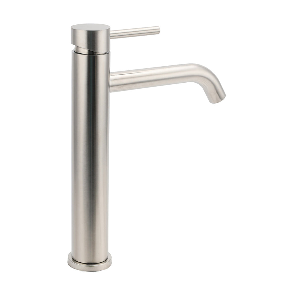 Brushed Nickel Tall Kitchen Laundry Basin Mixer Vanity Curve Sink Faucet Tap Set V1233-KRD104BS