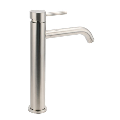Brushed Nickel Tall Kitchen Laundry Basin Mixer Vanity Curve Sink Faucet Tap Set V1233-KRD104BS