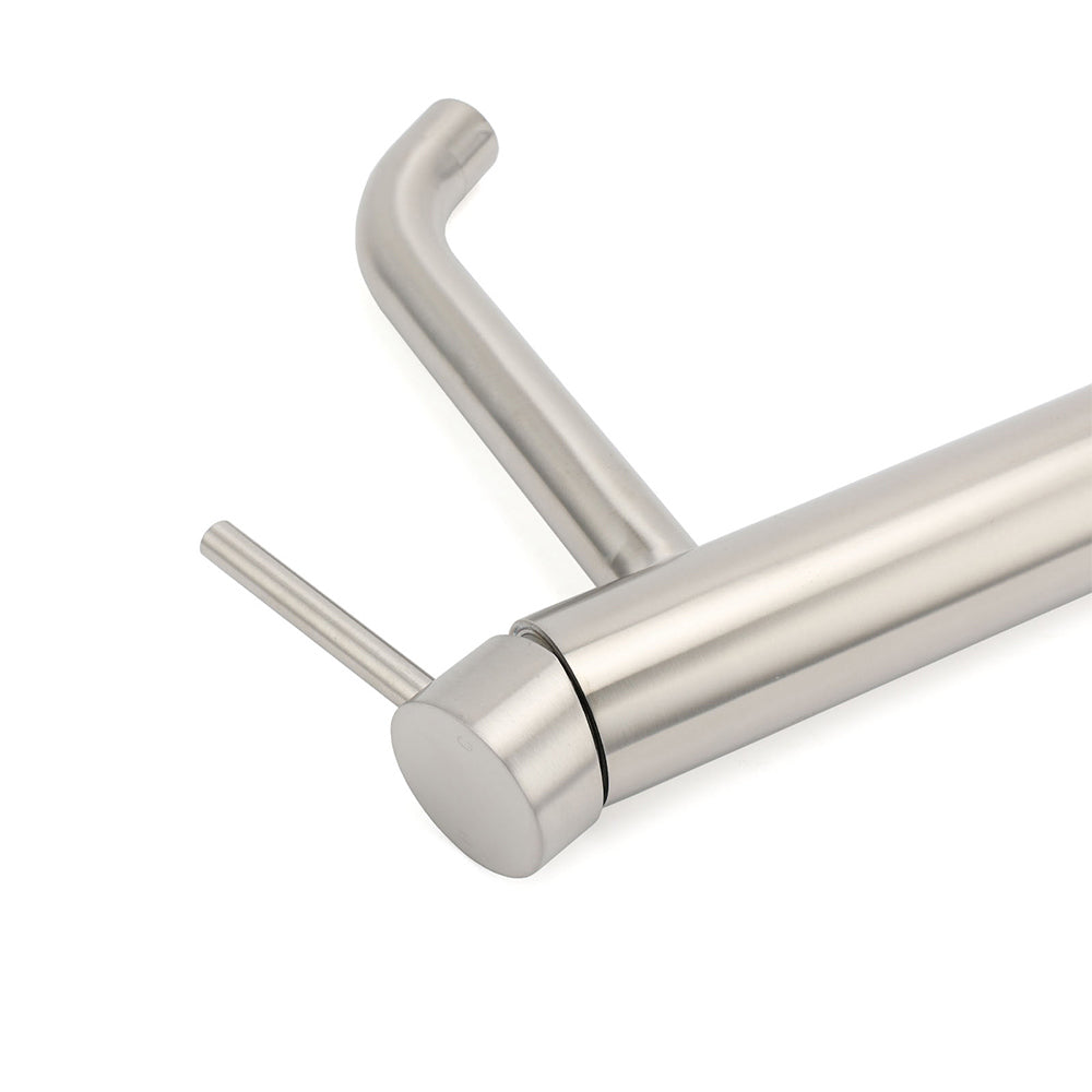 Brushed Nickel Tall Kitchen Laundry Basin Mixer Vanity Curve Sink Faucet Tap Set V1233-KRD104BS