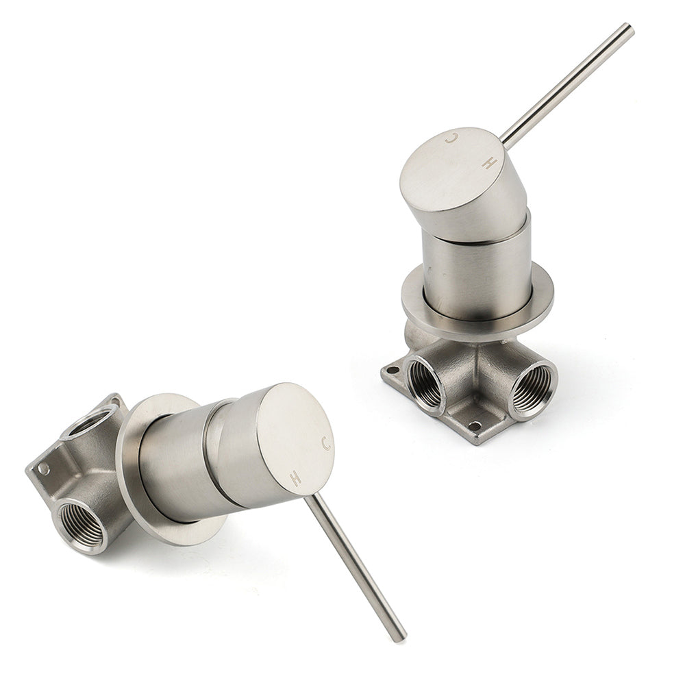 Brushed Nickel Bath Shower Mixer Hot Cold Water Tap Ceramic Cartridge Small Face V1233-KRD20160