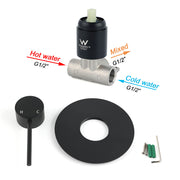 Matt Black Round Bath Concealed Shower Mixer Valve Hot Cold Water Tap Watermark V1233-KRD201B